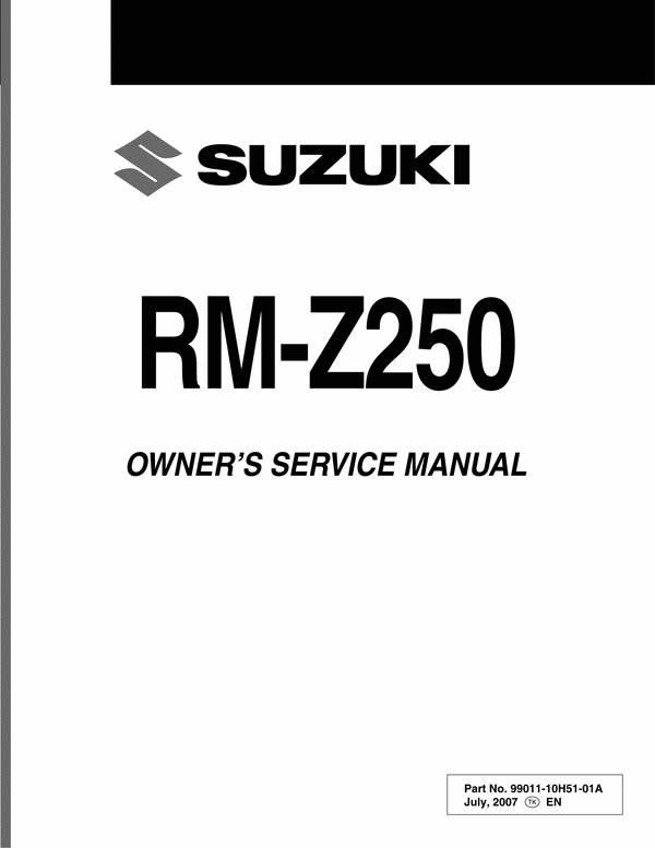 Product picture Suzuki RM-Z250 K8 2007 service repair workshop manual